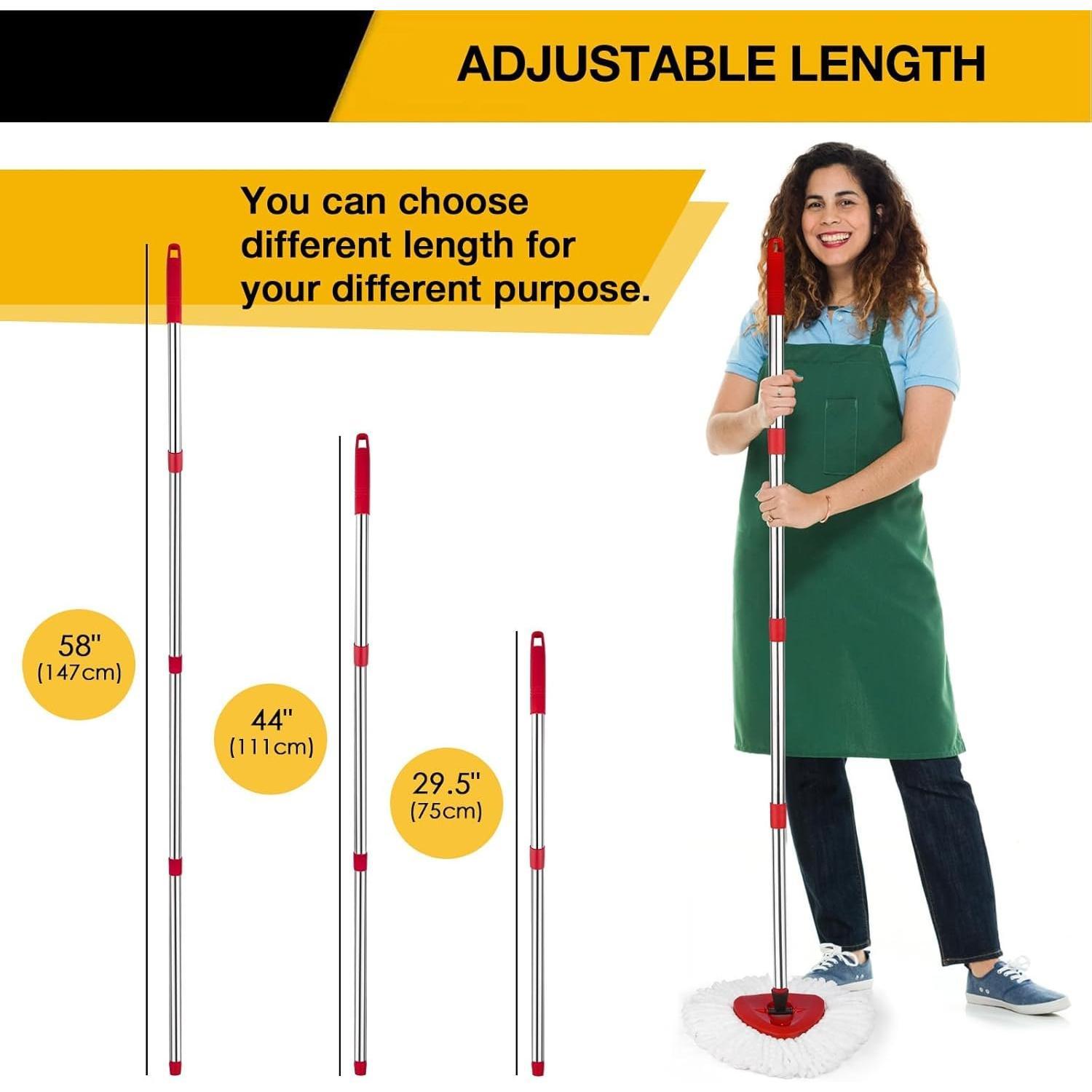 Spin Mop Replacement Handle for , 4-Section 30" to 58" Mop Stick Compatible with  Spin Mop & Bucket System,EasyWring Mop Handle for Floor Cleaning, Mop  & Base not Include