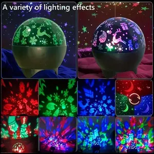 Christmas Projector Night Light USB Powered, Multi-Color Xmas Pattern Projection Lamp for Bedroom Decor, Christmas Home Decoration, Decorative Lighting & Ideal Holiday Gift for Family Friends