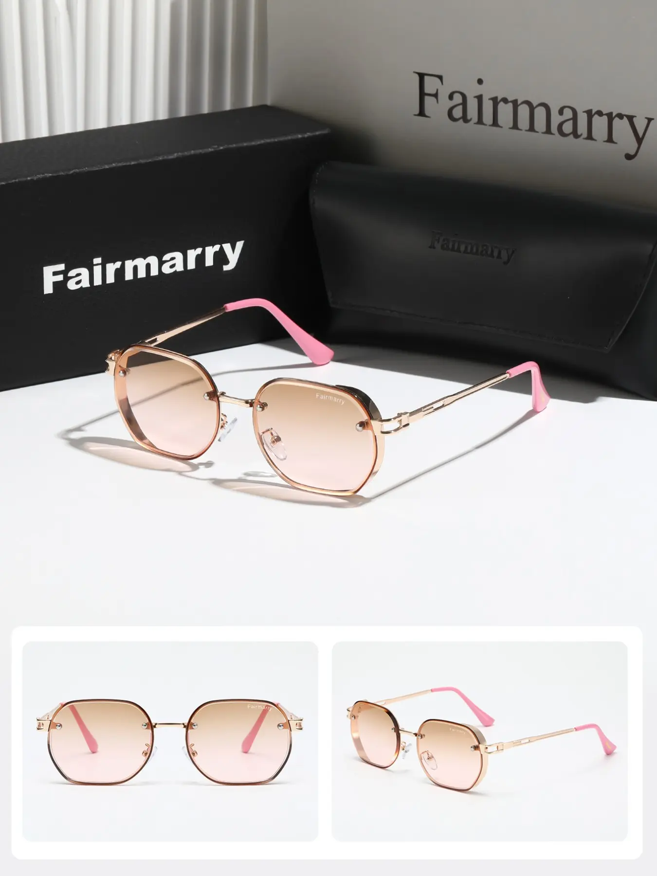 Fashionable Women's Sunglasses by Fairmarry1, Uv400 Protection, Includes Storage and Cleaning Cloth, Ideal for Daily Use, Travel, Beach Photos, Shopping