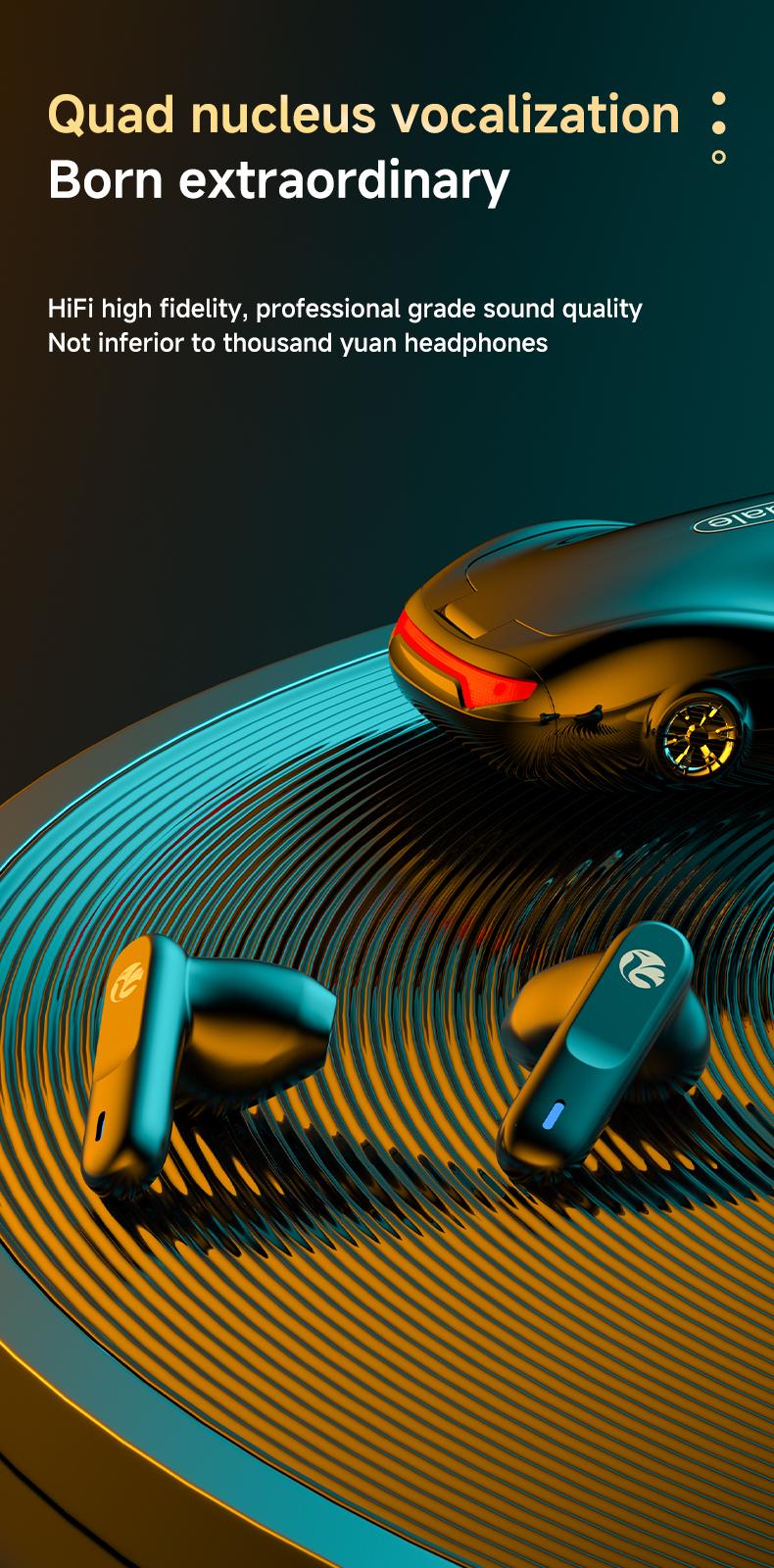 Black Cool Sport Car Shape Wireless Earbuds - Bluetooth-Controlled Built-In Bluetooth In-Ear Headphones with Low Latency, Long Battery Life, Call Feature, Hand-Free Portable Design for Outdoor Use, Bluetooth-Controlled In-Ear Headphones