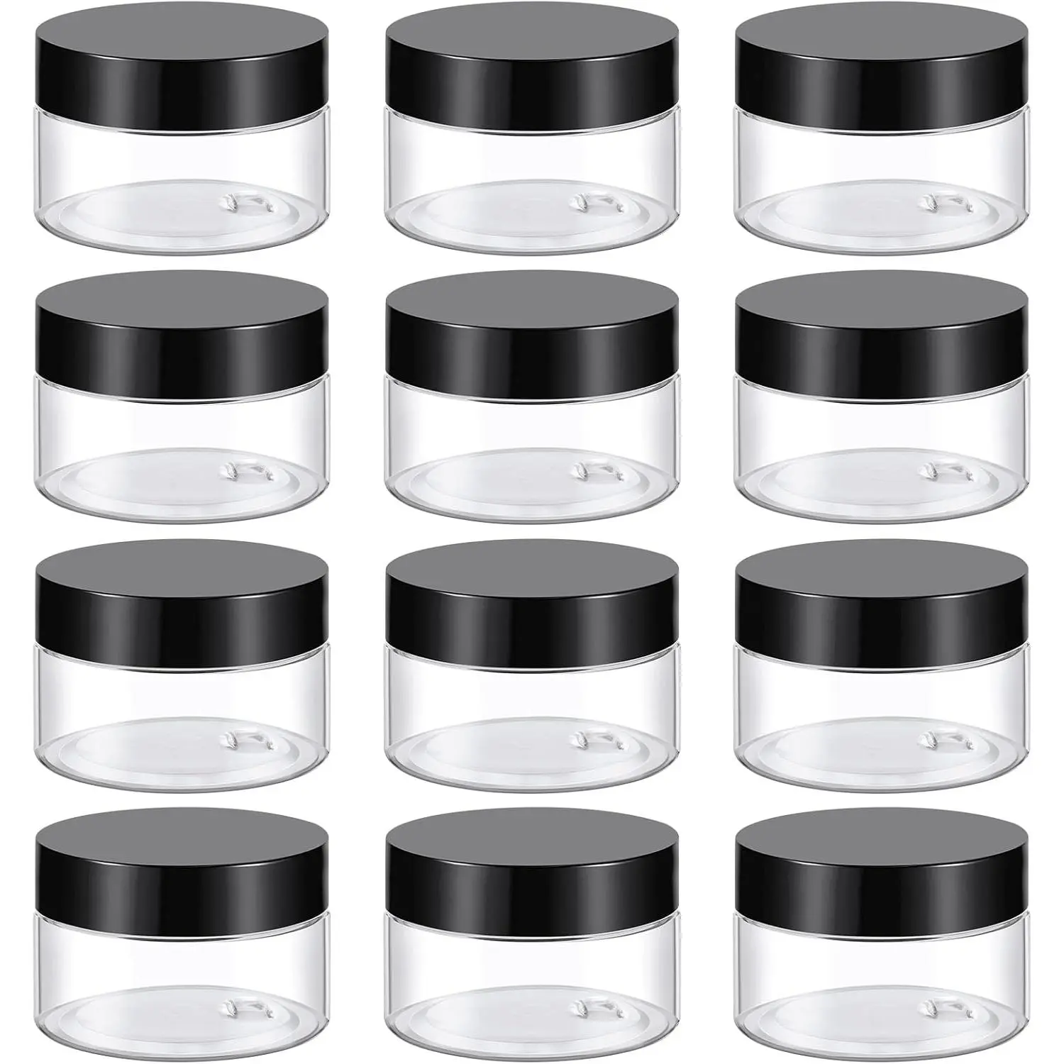 1 Oz Plastic Containers Small Jars with , 12 Pack | , Empty Round Clear,  Containers,  Containers, For Travel Makeups, , Ointments, Salve, Samples