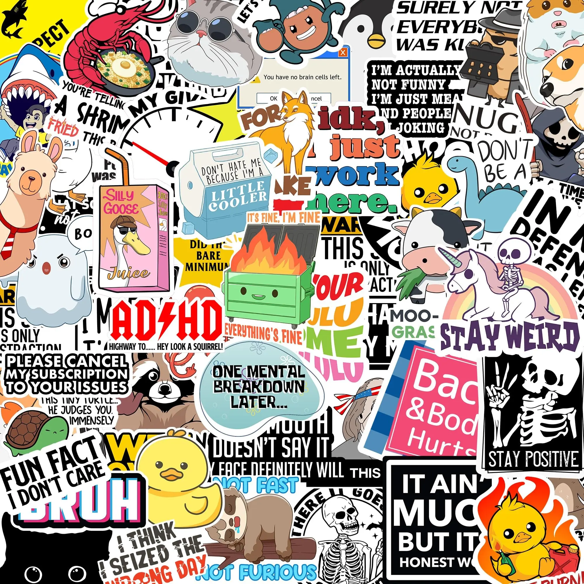 130 Fun Quote Stickers for Adults, Waterproof Cool Accessories, Suitable for Water Bottles, Laptops, Phone, Helmets, Walls, Windows