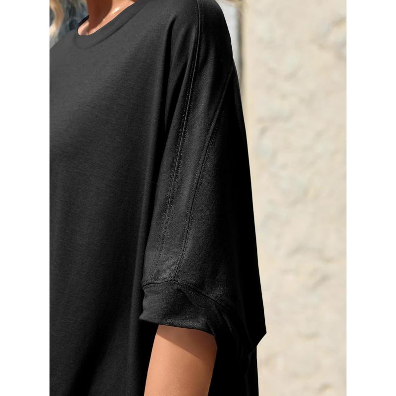 Womens Oversized Tshirts Batwing Short Sleeve Asymmetric Hem Tops Summer Casual Loose Fit Tunic Tee Shirts