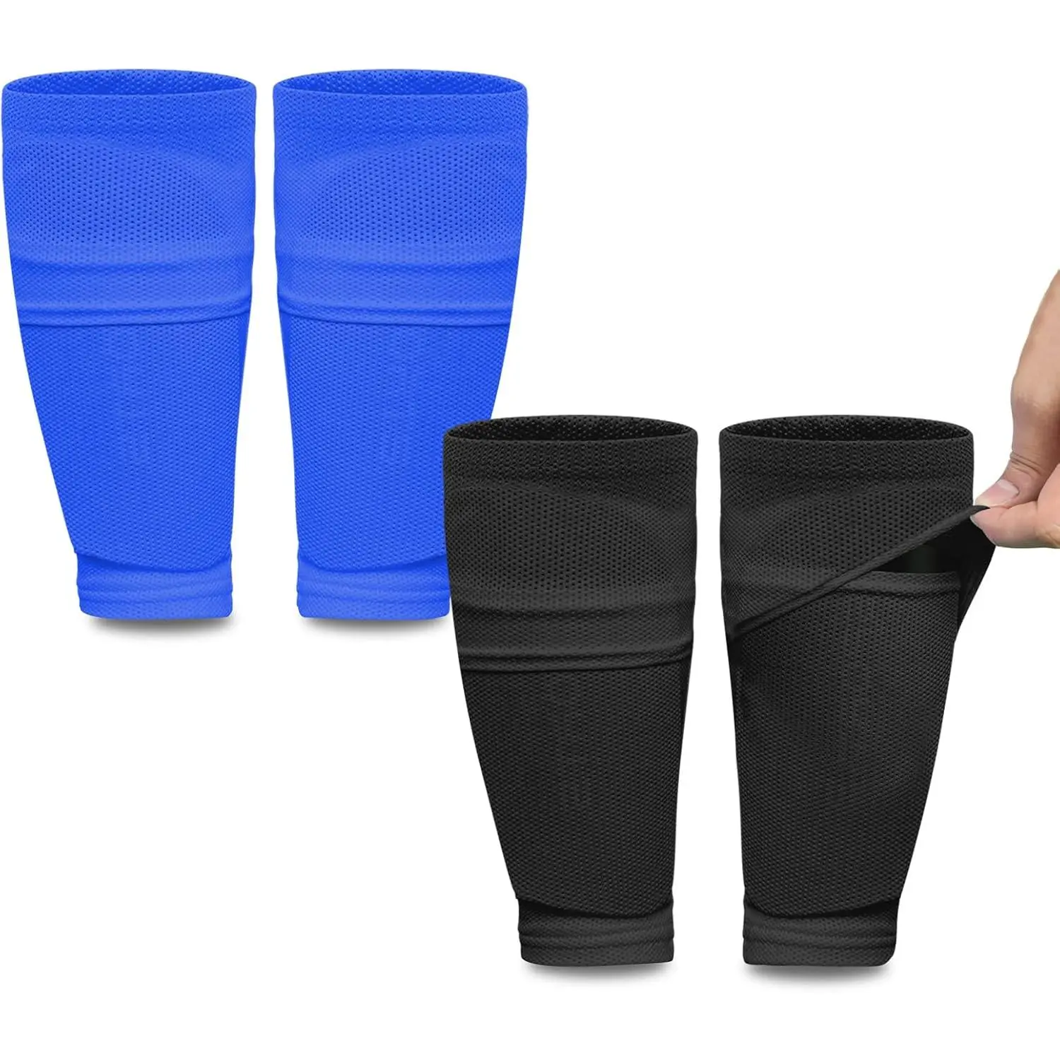 2 Pairs  Youth Soccer Shin Guard Sleeves with Optimized Insert Pocket, Shin Pad Compression Sleeves for 3-15  Boys Girls  Teens for Soccer