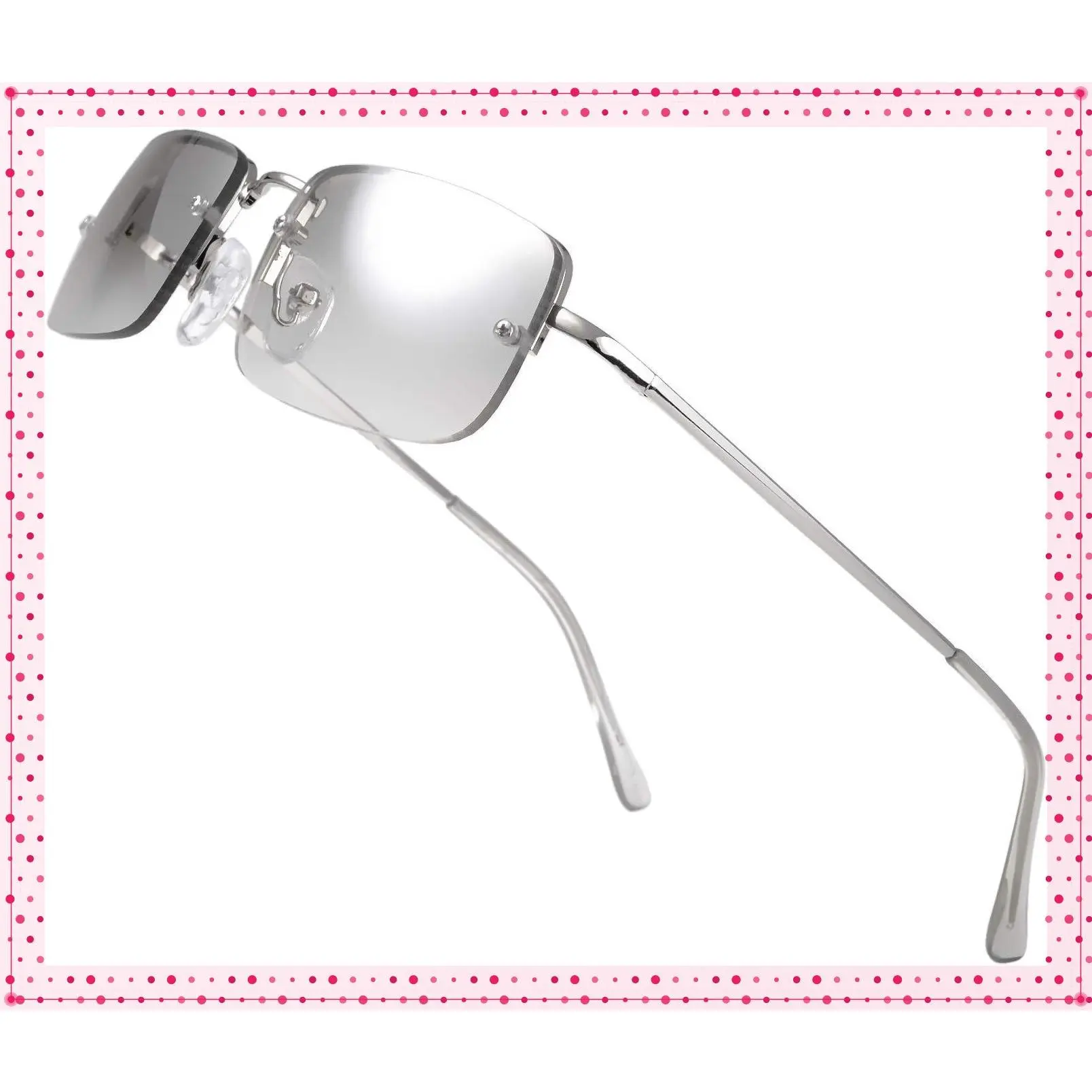 Small Rectangular Clear Sunglasses with Exquisite PackagingGift