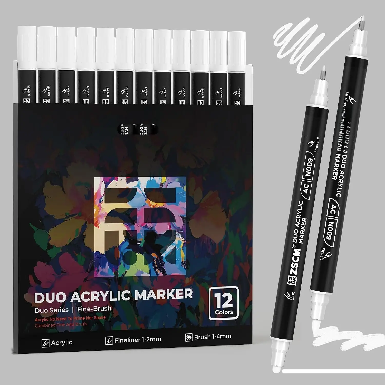 12 White   Markers,  Fine & Brush Tip  Pens | White   Pen for Highlighting  Dark Surfaces,  Canvas DIY Craft Rock Painting Arts Crafts  for Adults