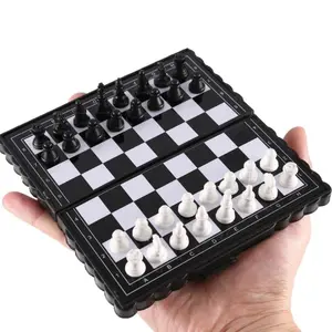 Mini Magnetic Chess Set Folding Black and White Chessboard Board Game Portable Kid Toy Outdoor Family Games