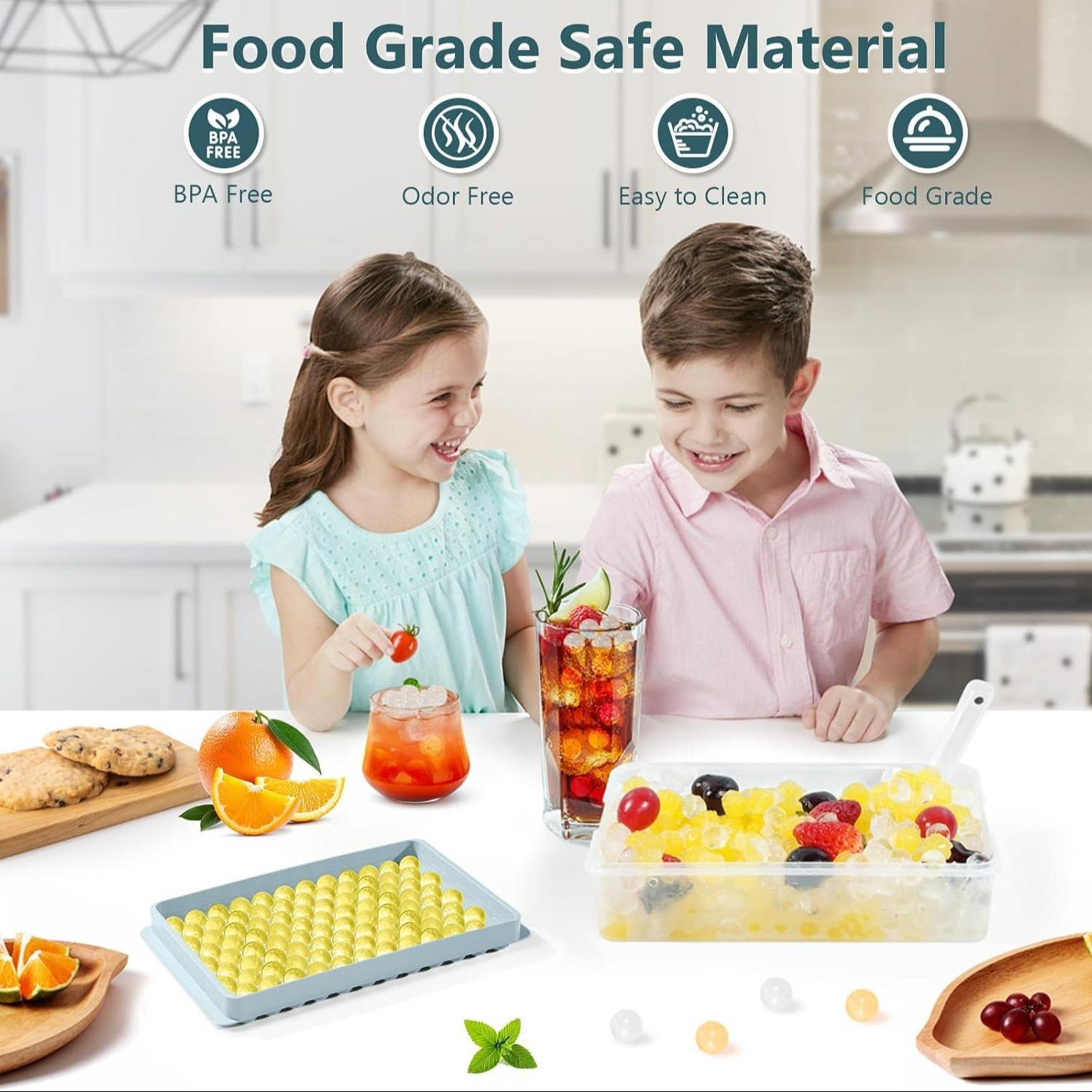 1 Set Mini Ice Cube Tray with Lid and Storage Box, Perfect for Iced Coffee and Cocktails. Quickly Cools, Easy to Swirl and Release, Stackable, Small Round Ice Cubes Easily Fit Into Narrow-Necked Water Bottles and Glasses.Ice Platter