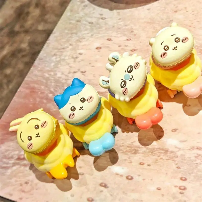 Chiikawa 4pcs Cute Macaron Dessert Gacha Figure Set Usagi Hachiware Momonga Model Toy Desktop Ornament Cake Topper Birthday Gift