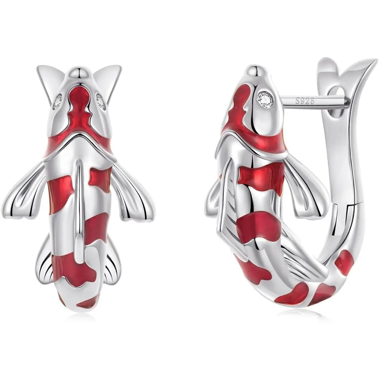 Plated ,Koi Fish & Dachshund Hoop Earrings - Cute  Huggie Earrings for Women - , Dainty & Lightweight -  for  Loves
