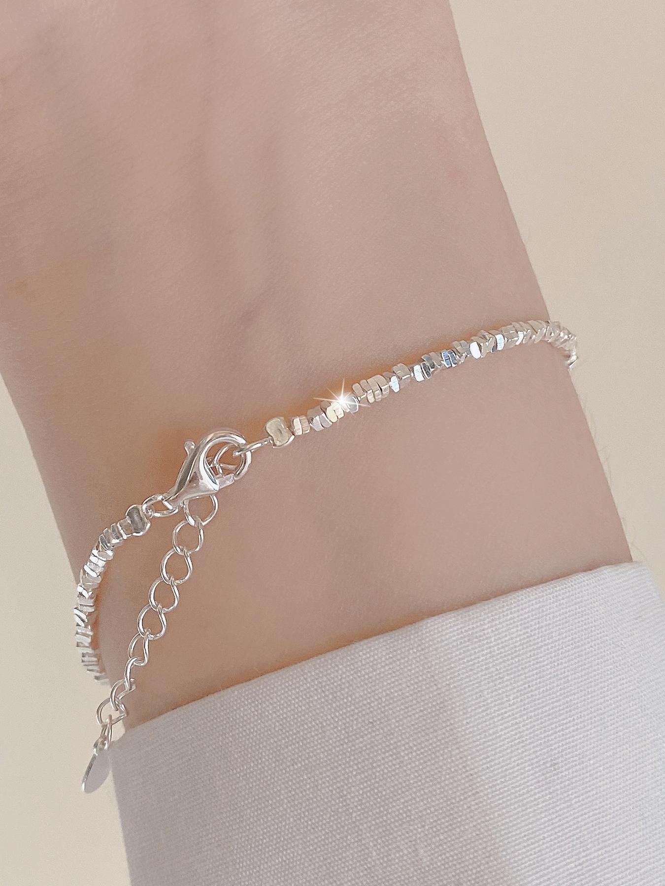 S925 Sterling Silver Faux Pearl Decorated Bracelet, Fashion Jewelry for Party, Daily Clothing Decor, Trendy All-match & Exquisite Jewelry for Birthday Gift