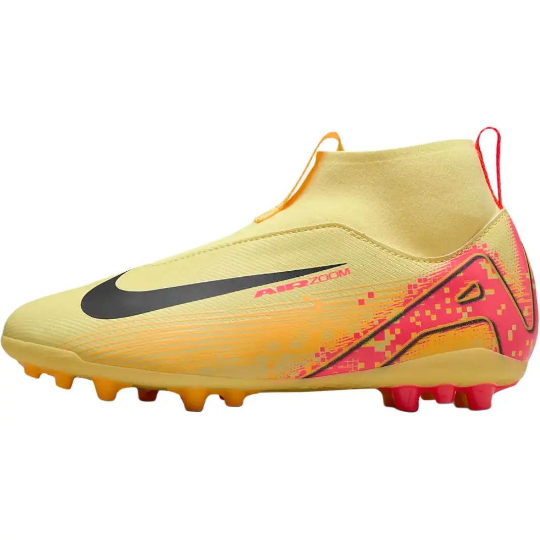 Nike Mercurial Superfly 10 Academy Kylian Mbappé Fabric Comfortable Durable Non-Slip Wear-Resistant Mid-Top Kids Football Shoes Light Yellow HF3418-800