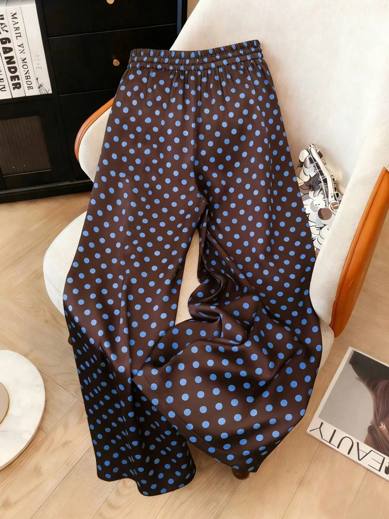 Women's Polka Dot Print Casual Pants, Trendy Streetwear, Youthful Campus Style, High School Fashion, Sporty Leisure Wear