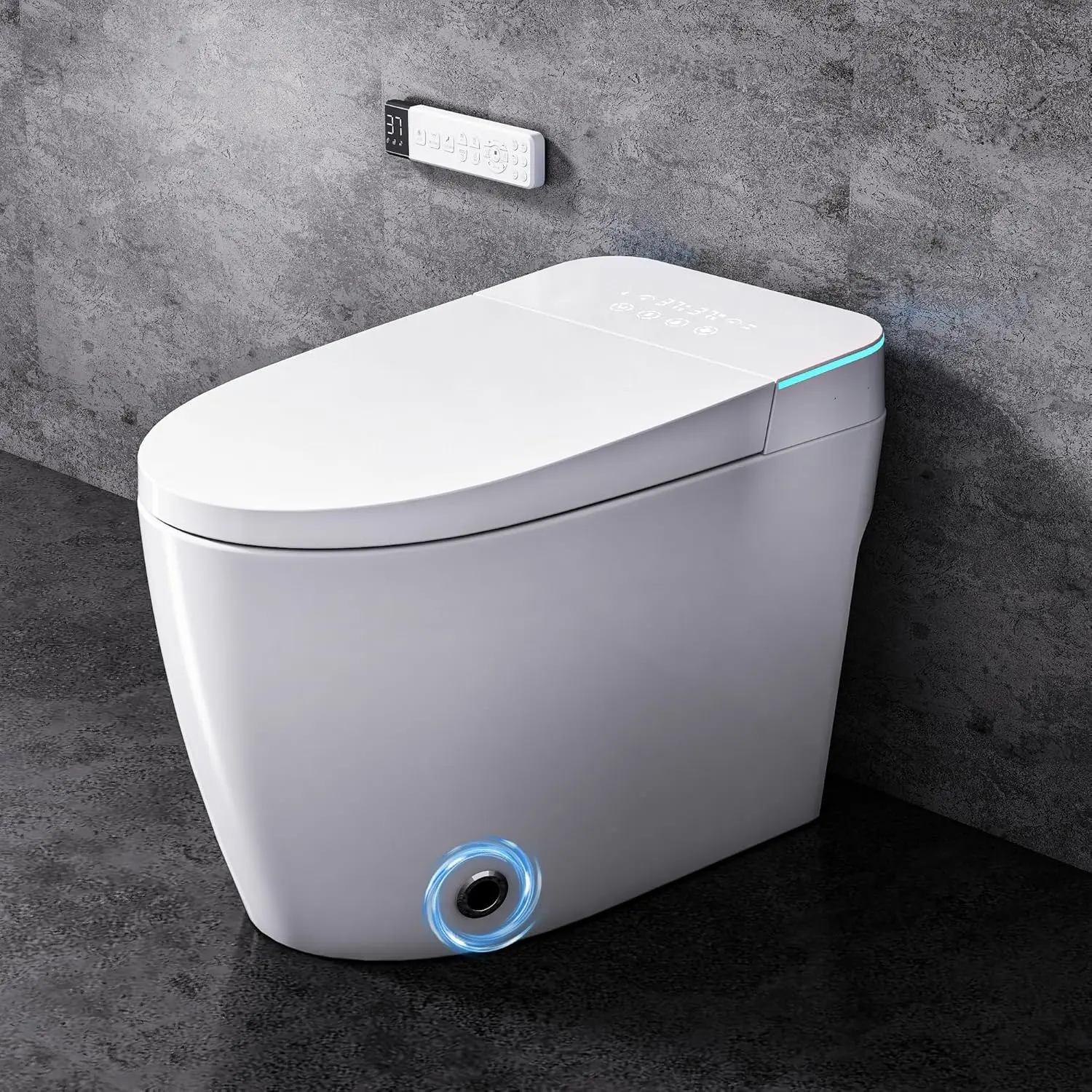 wanan Smart Toilet with Bidet Built In, One Piece Electric Bidet Toilet with Heated Seat, Warm Water Sprayer, Auto Dual Flush & Foot Sensor, Tankless Elongated Design for Modern Bathroom