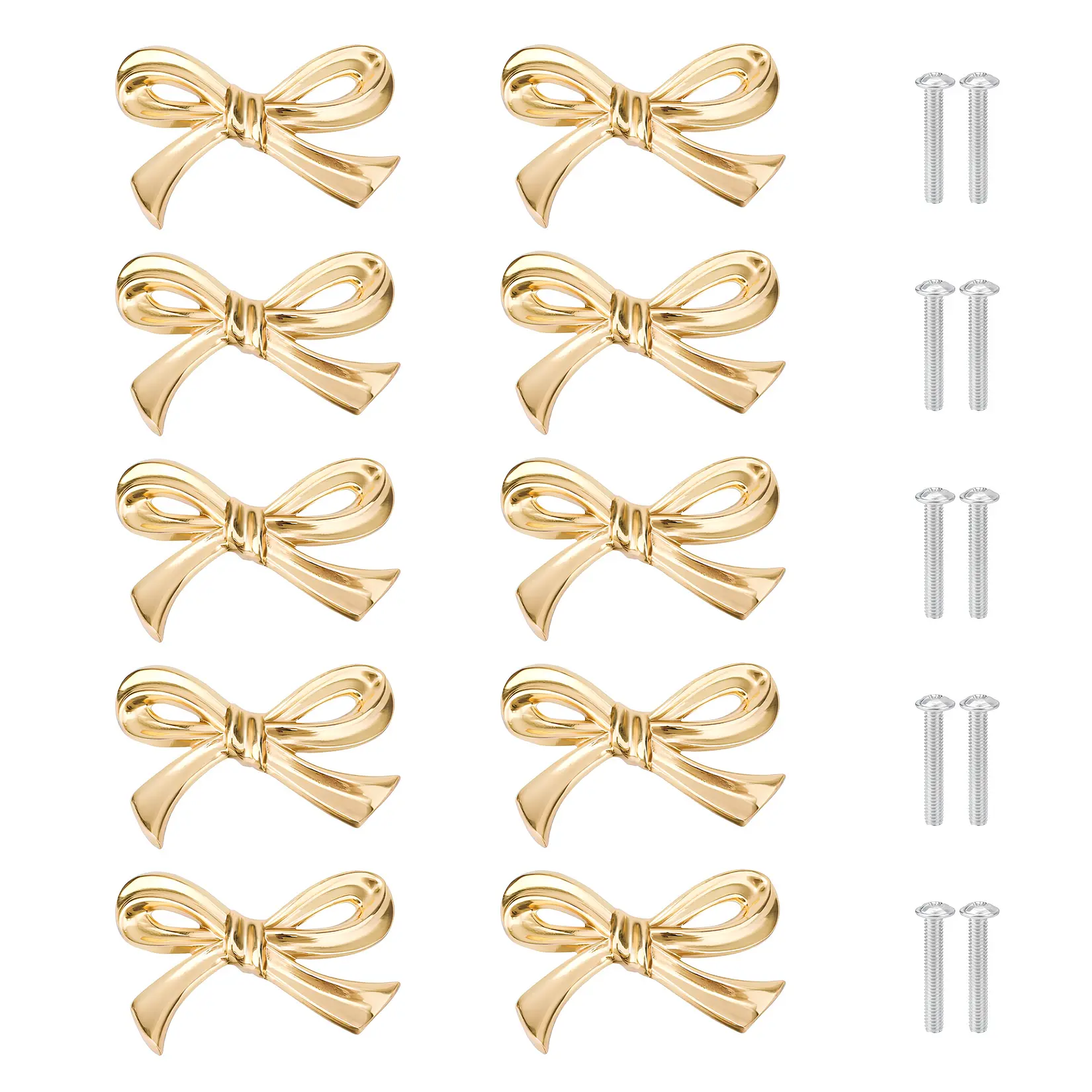 ✨ 10/8 Pcs Gold Bow Drawer Knobs – Elegant Butterfly Knot Cabinet Pulls, Cute Zinc Alloy Handles for Dresser, Kitchen & Bathroom, with Screws
