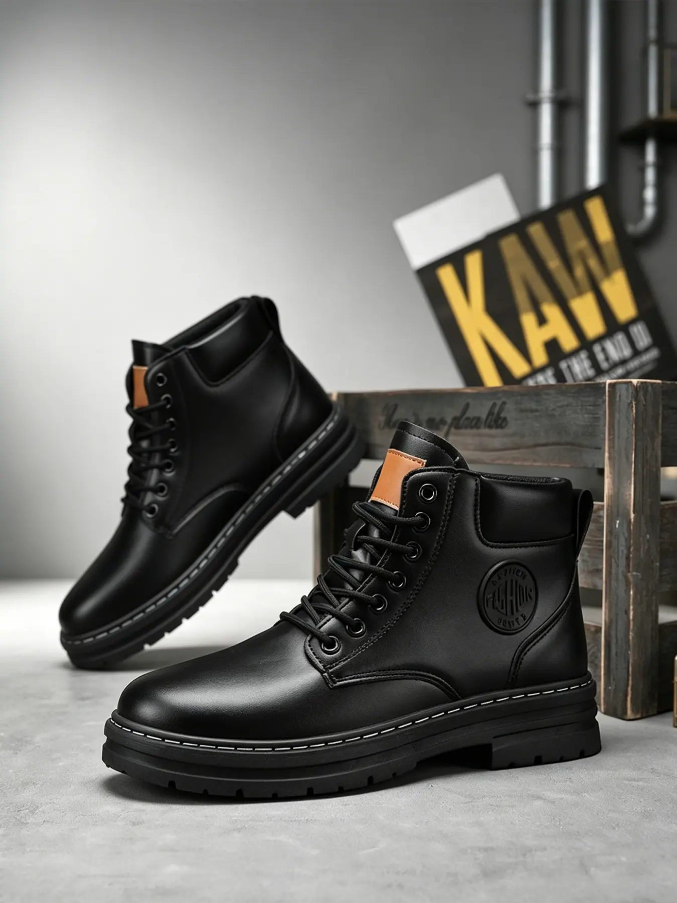 Men's Vintage Thick Sole Boots, Waterproof High Top Outdoor Shoes, Anti-Slip Durable Short Boots, Perfect for Hiking and Adventure