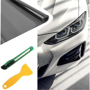 12x47 Inch  Headlight Tint Film,Self-Adhesive Tail Light Tint Film Kit with  & , Taillight Tints Films Automotive Exterior Accessories for  Fog (Light Gray)