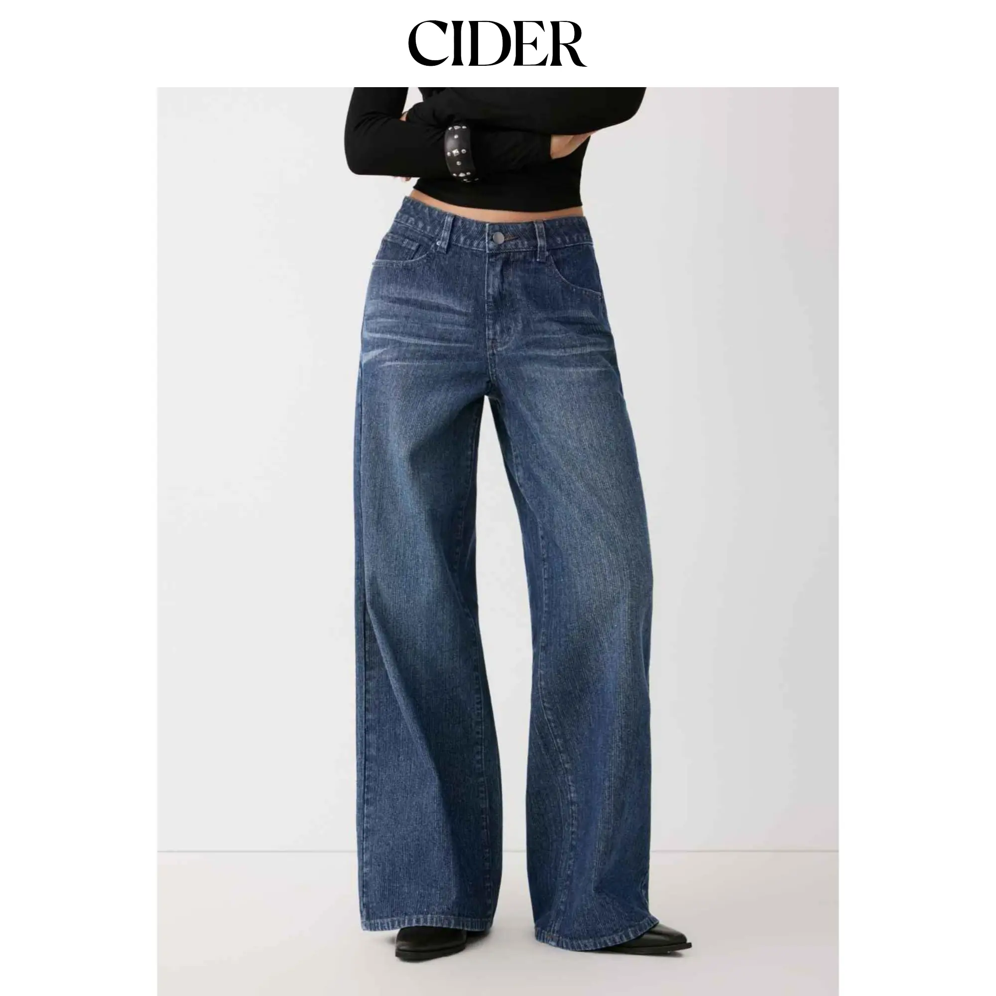 Cider Washed Denim Low Rise Straight Leg Jeans Cider Washed Denim Low Rise Straight Leg Jeans