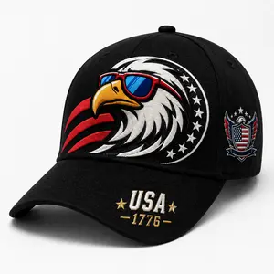 USA 1776 Patriotic Eagle Baseball Cap with Sunglasses Embroidered Snapback Hat Black Tactical Style America Flag Hat Vintage Freedom Bald Eagle Dad Hat Adjustable Unisex Streetwear Gift for Men Women Fourth of July Independence Day USA Pride Cap