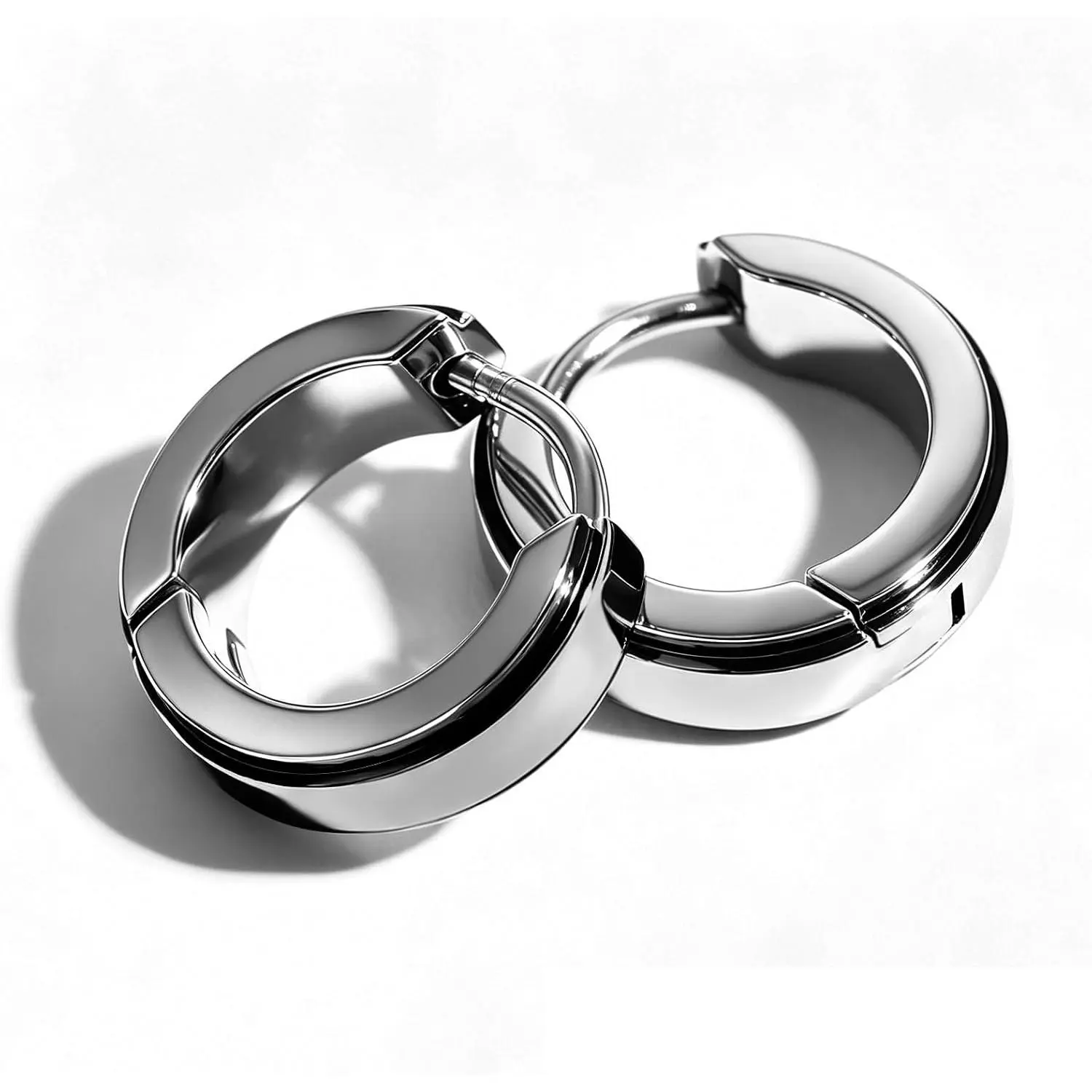 TGNEL Classic Titanium Hoop Earrings for Sensitive Ears, Small Unisex Style with Brushed Step Edge, Nickel-Free Jewelry for Daily Wear, Classic Hoops