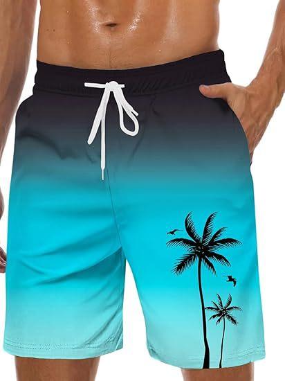 Vintage Plant Pattern Beach Shorts Men Coconut Tree 3D Printed Swim Trunks Summer Hawaiian Shorts Loose Board Shorts