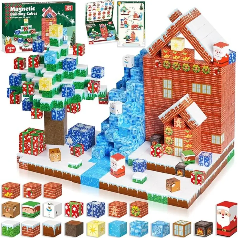 Magnetic Building Blocks Set, Mine Construction Magnetic World Christmas Tree Kit, Unisex Architectural Toy, Zh006 Model