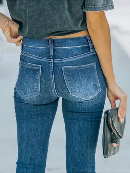 Women's New Style Ripped Denim Jeans, Flare Washed Fabric, Slim Fit & Stretchy Comfortable Design, All Season Women's Clothing