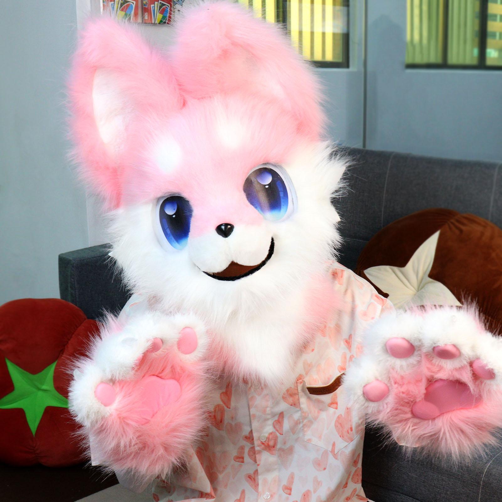 Animal Head Mask Furry Fursuit Plush Dog Fox Masks for Parties Cosplay Costume Accessory