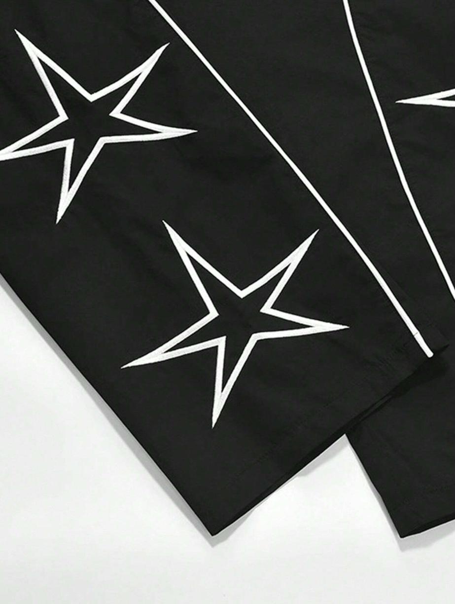 Men‘s Loose Sports Pants Men Trousers Star pattern embroidery designComfortable DesignAthleisure Style Bottoms Athletic Bottoms Gymwear streetwear fall outfits outfits men gym athletic clothes