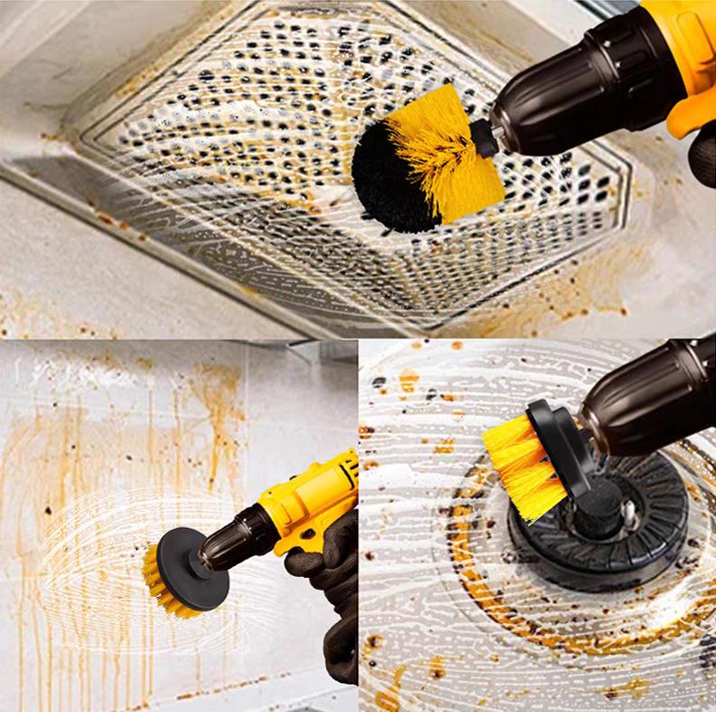 [3 pcs]Electric Drill Brush Set,  Cleaning Tool Kit for Floor Tiles, Bathtub Tile & Car Detailing