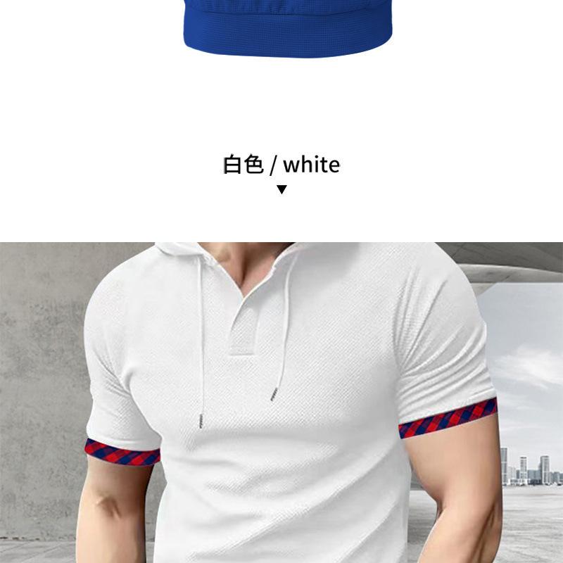 Short-sleeved Men's T-shirt, Sports and Leisure Fashion Solid Color Hooded Polo Shirt for Men