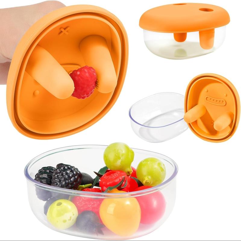 1 PC 2-In-1 No-Mess Snack Container with Fingertip Cover, Reusable Leak Proof Food Storage, Ideal for Travel Camping Outdoor Party