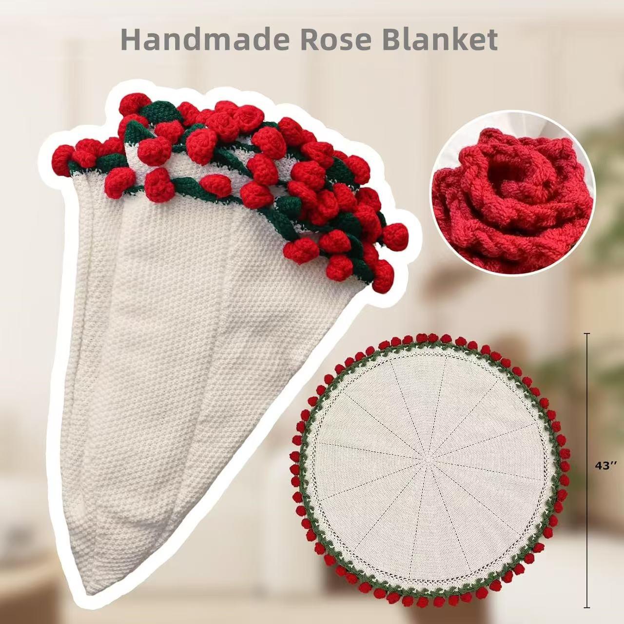 Rose hand-woven blanket, pure handmade blanket, can be turned into a bouquet of roses blanket,a gift for the object, mother, elders, a special gift-MM