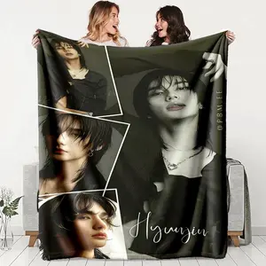 Hyunjin Theme Flannel Blanket, Soft Lightweight Warm, Four Seasons Use, Bed Sofa Cover, Office Travel Gift, Cute Plush Throw, Home Decor Suitable as a gift sizes 60*80,30*40 ,40*50 50*60