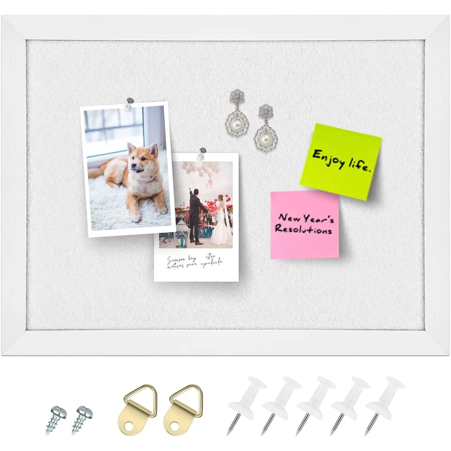 Cork Board Bulletin Board, White Frame Cork Boards for Walls with Felt, Decorative  Pin Board for  School Office, Vision Board, 14.6x11 Inches, White 1 count