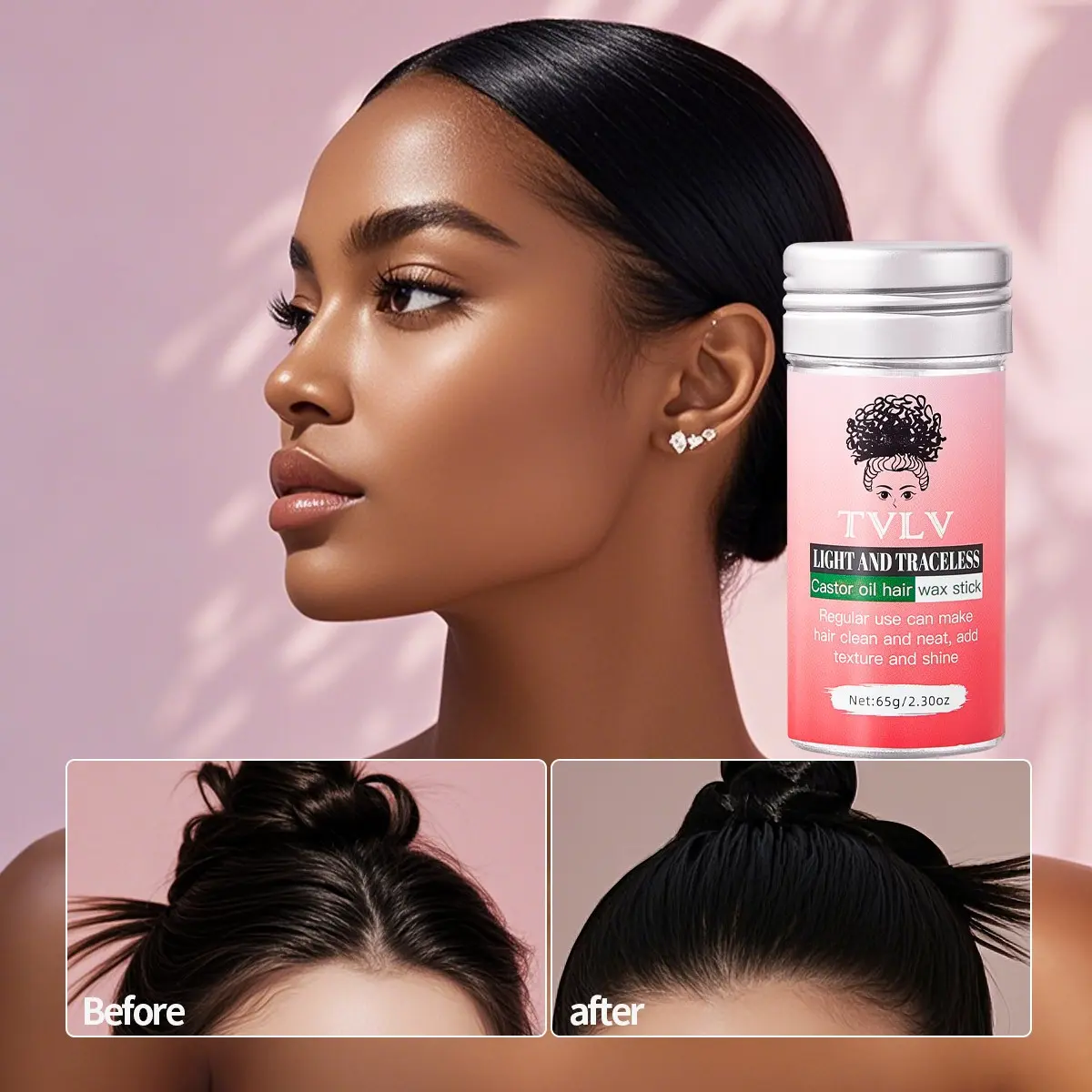 Hair Wax Stick for Flyaway Control and Styling, Smooth Ponytail, Buns, and Hairstyles, Suitable for Women and Men, Hair Accessory Set