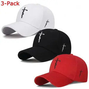 3-Pack Christian Baseball Caps for Men & Women, Adjustable Faith Cross Embroidered Dad Hats, Casual Sports Caps for Travel, Church, Outdoor Activities, Daily Wear & Religious Gifts