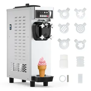 1350W Single Flavor Soft Serve Ice Cream Machine, 4.2-5.3gal/h Output, 6L Hopper 1.8L Cylinder, Puffing Function Auto Clean for Catering & Household