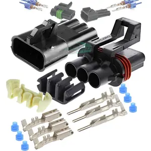 3-Way 30Amp Metri-Pack Waterproof Connector Terminals and Seals 3-PIN 10-12 AWG