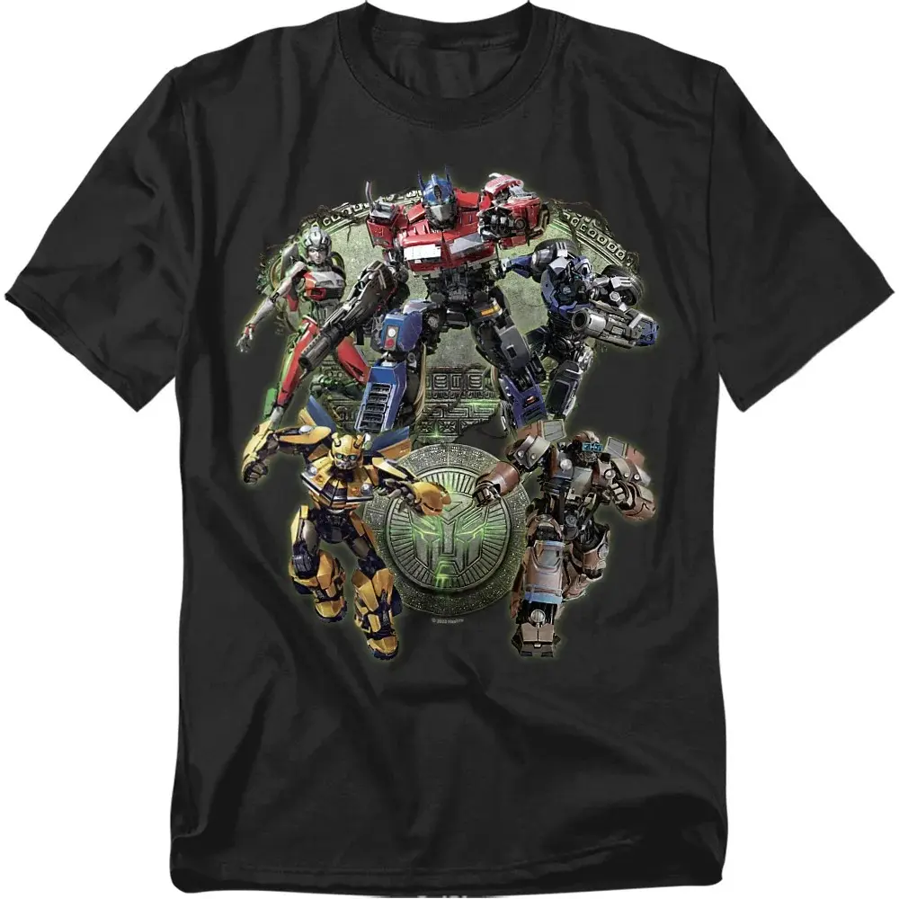 Transformers Rise Of The Beasts Autobots Team Group Poster Graphic Crew Neck Short Sleeve Unisex Casual Movie Fan Tee Tops