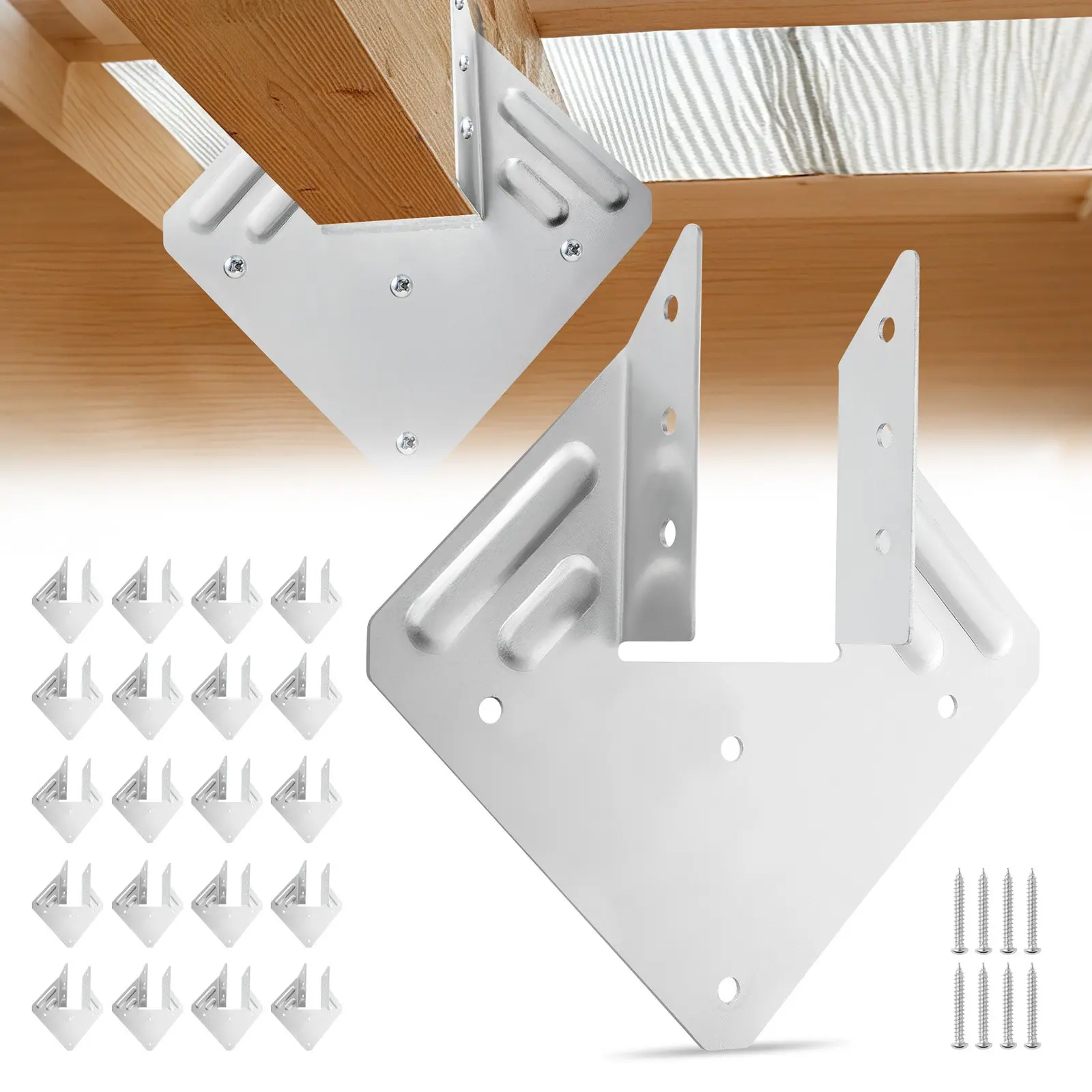 【DealsForYouDays】VEVOR Heavy Duty Hurricane Rafter Ties, Inner Size 5.31x1.57x2.48 in/135x40x63 mm, Straps Brackets & Joist Hangers for Roof Beam Wooden Construction, 25 Pcs