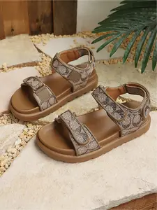 Glitter Rhinestone Printed Platform Sandals Non Slip Rubber Sole Open Toe Walking Sandals