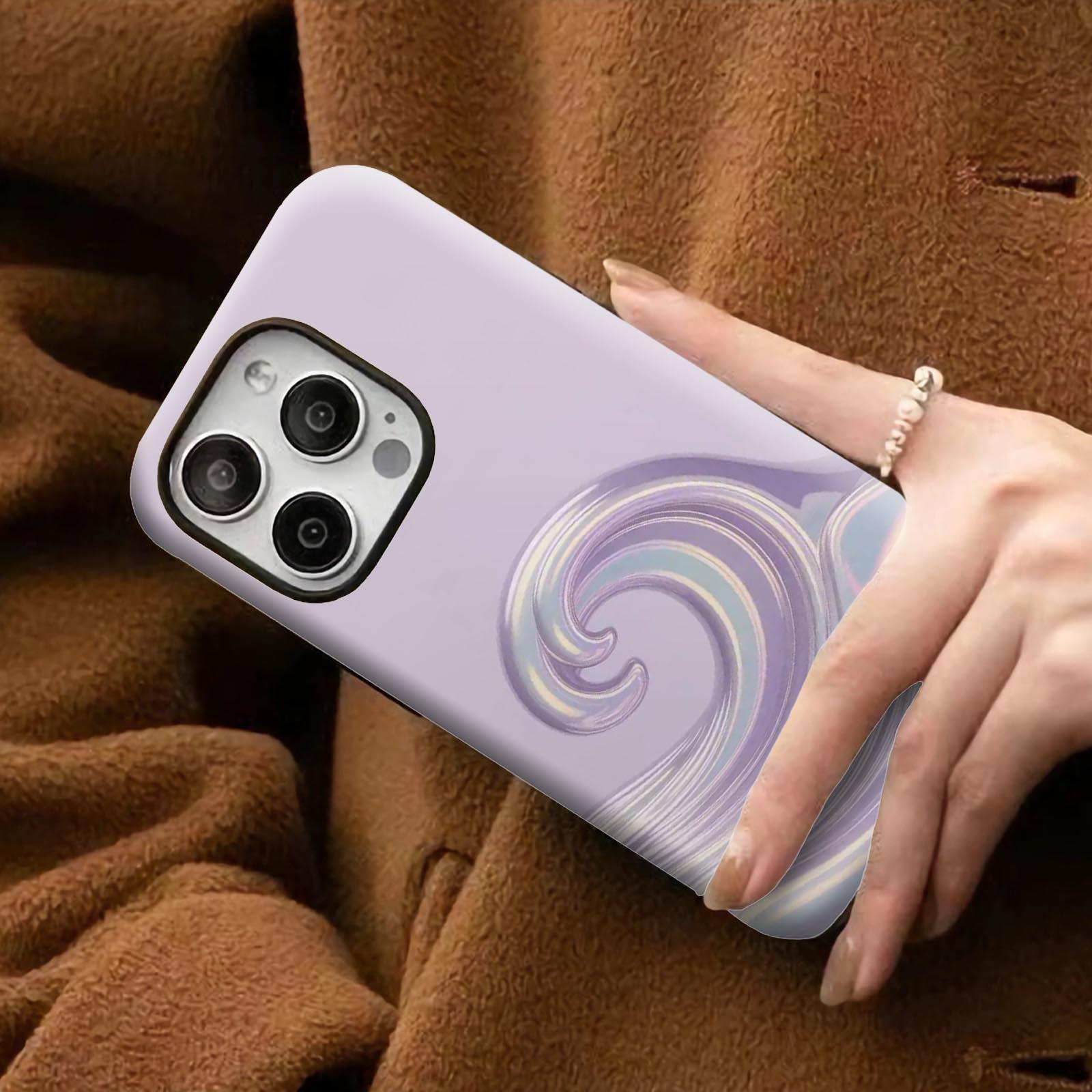 Purple, wave, iridescent Soft And Hard Two-In-One Film Printed Full Pattern Case For IPhone 16 15 14 13 1211 Pro Max Plus Phone Case