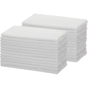 COTTON CRAFT White Dinner Napkins - Set of 24 Classic Twill Pure Cotton Soft Cloth Napkins - Durable Washable Reusable Napkin - Everyday Table Napkin - Restaurant Wedding Party Gift - 17 x 17 inches