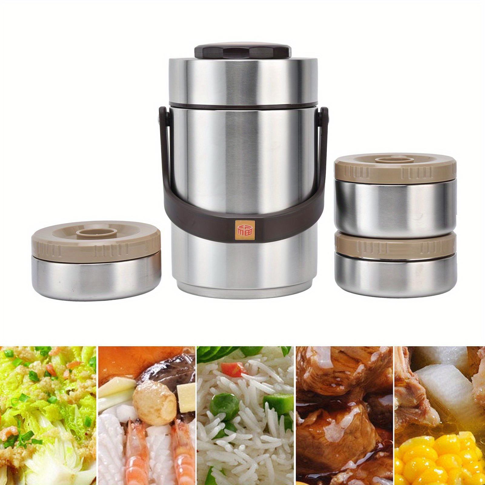 67.63oz 304 Stainless Steel Vacuum Insulation Lunch Box with Insulated Bag Portable 3 Layer Insulated Lunch Compartment Vacuum Insulated Barrel