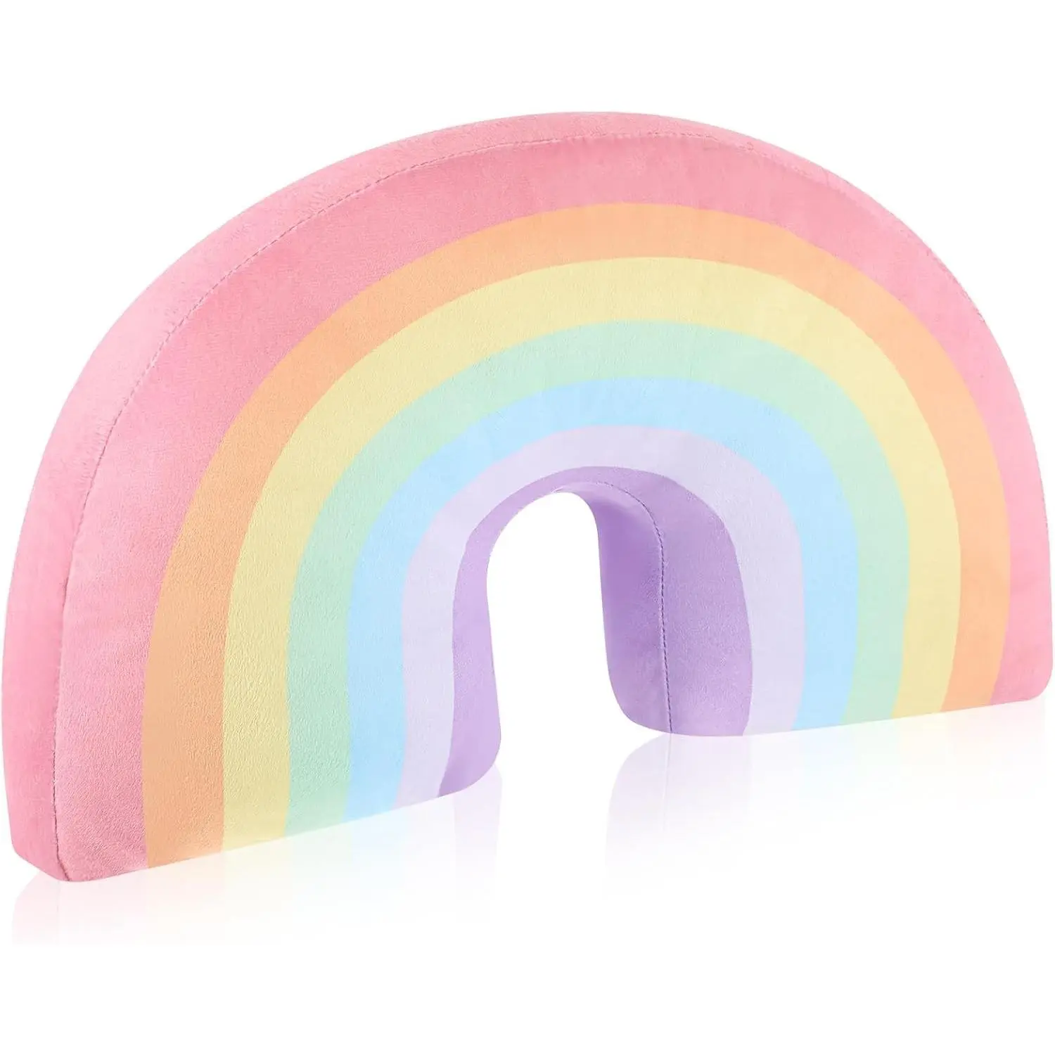 Macaron Colors Plush Fabric Rainbow Throw Pillow for Girls - 13.8x8.7x4in Small Size Arch-Shaped Puffiness Stuffed Cushion - 1Pc Home Decor for Bed, Chair, Easter Day