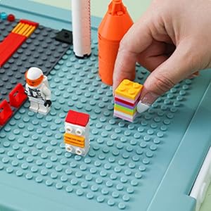 Plastic Storage Bins with Lids - 1 Set Stackable Arts Crafts Organizer Box with Removable Divided Tray &Compatible Building Baseplate,Toy Chest Containers for Bricks -White(14.37"x9.64"x6.69")