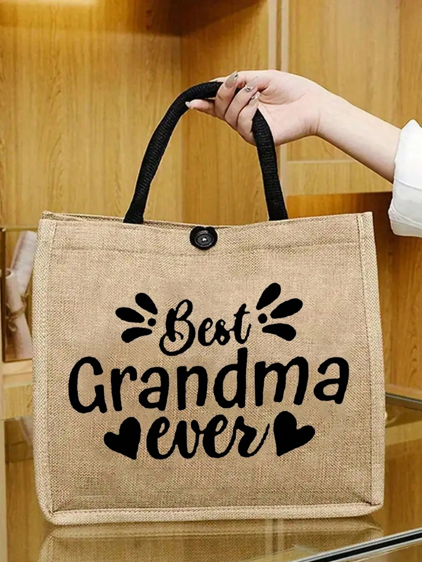 Reusable Linen Handbag for Grandma, Personalized Birthday/retirement Gift, Floral Print, Lightweight, Fashionable, Ideal for Travel/business/vacation