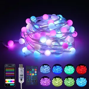 33FT RGB Globe String Lights, 100 Balls DIY Color Changing Fairy Lights USB  with Remote & APP Control,  Sync, Christmas Twinkle Light for Bedroom Party Xmas Tree