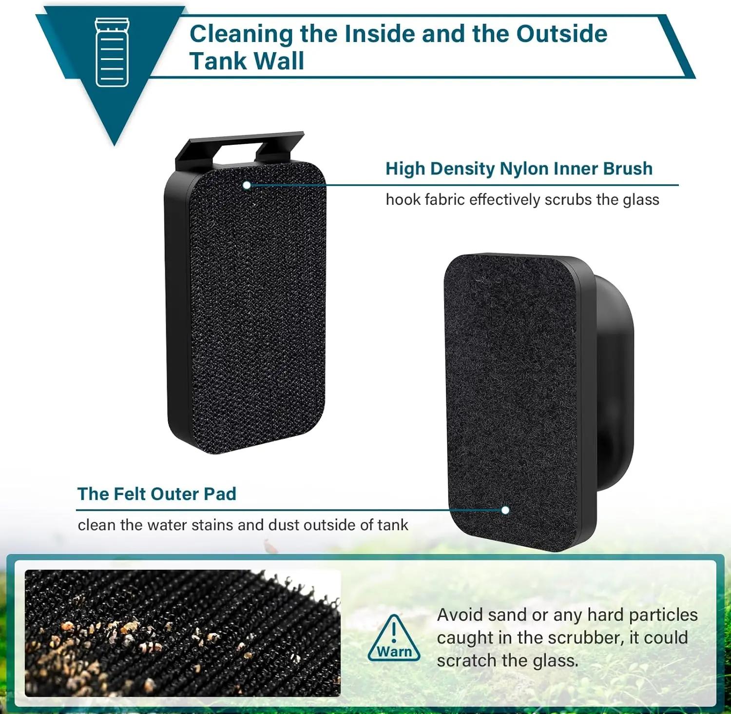 Aquarium Magnetic Glass Cleaner, Algae Scraper for Fish Tank Cleaning with Two Detachable Blade, Magnet Floating Design Scrubbing Brush